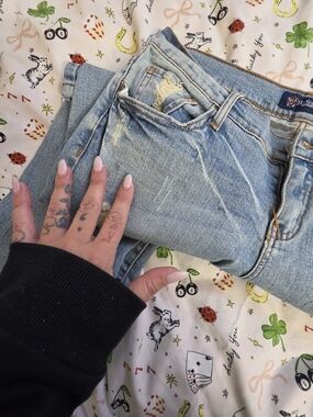 Just USA Light Wash Distressed Straight Leg Jeans